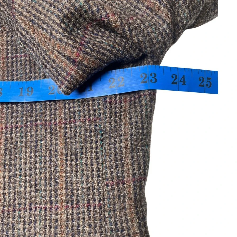 Vintage Wool Tweed Blazer‎ 46L Trophy Club Brown Plaid Academia Heritage Jacket